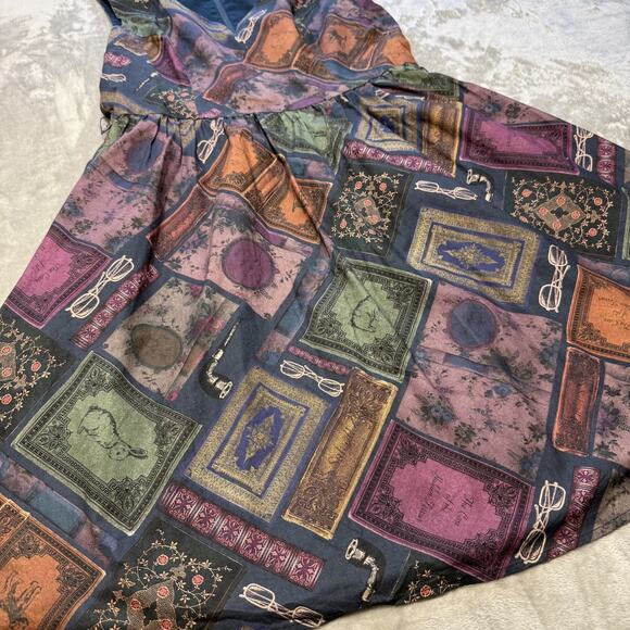 ModCloth Dress Womens L Geometric Cotton Back Zip Fit n Flare Lined - Picture 3 of 12